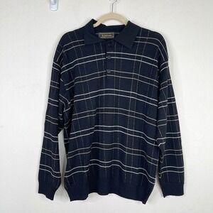 Peru Unlimited Mens Size L Baby Alpaca Wool Pullover Sweater Plaid Button Collar